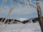 「雪に覆われた月山を望む」(クリックすると拡大されます)